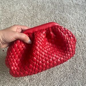 Elegant Red Woven Clutch